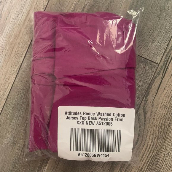 NWT‎ ATTITUDES BY RENEE WASHED COTTON JERSEY TOP TWIST BACK PASSION FRUIT XXS - Picture 10 of 12